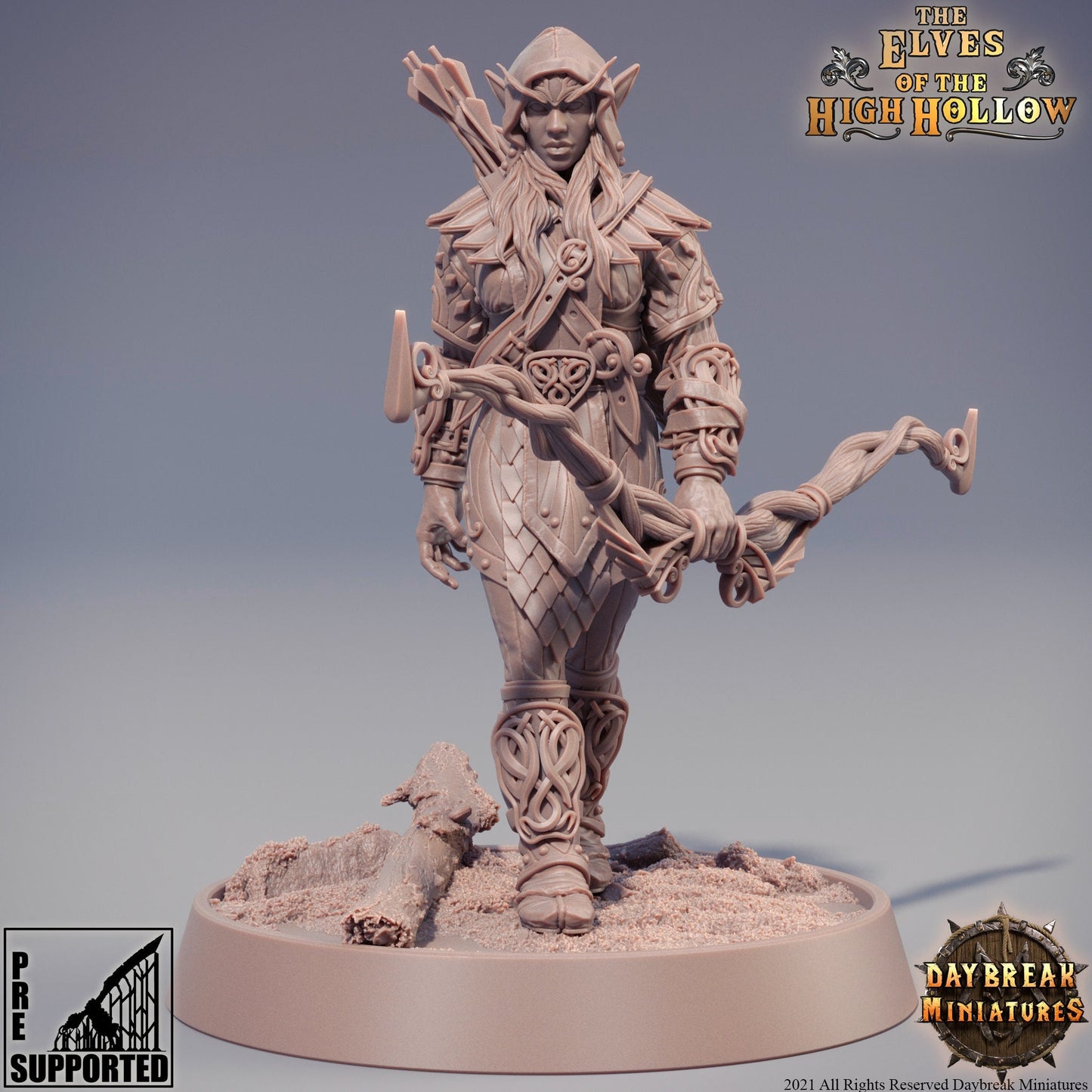 Figurine JDR Elfe archère Daybreak Miniatures impression 3D