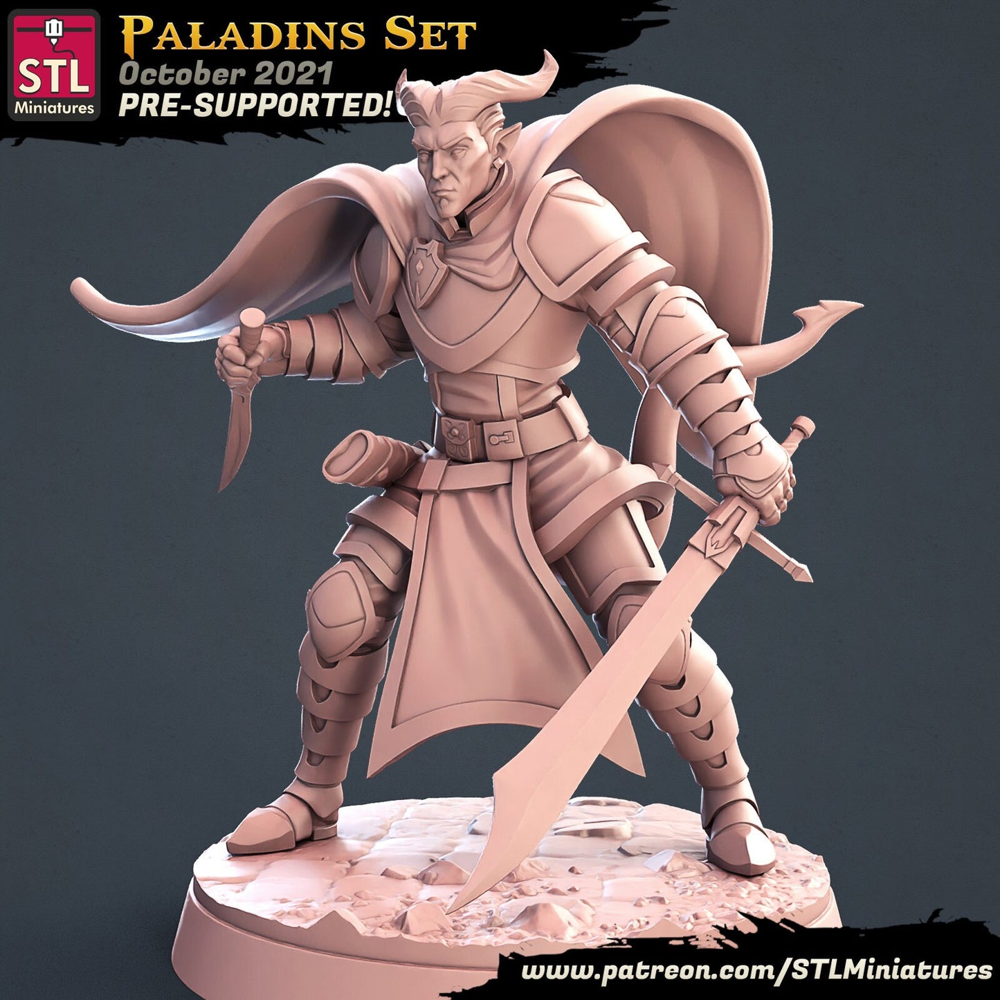 Figurine Paladin Tieffelin STL Miniatures Impression 3D