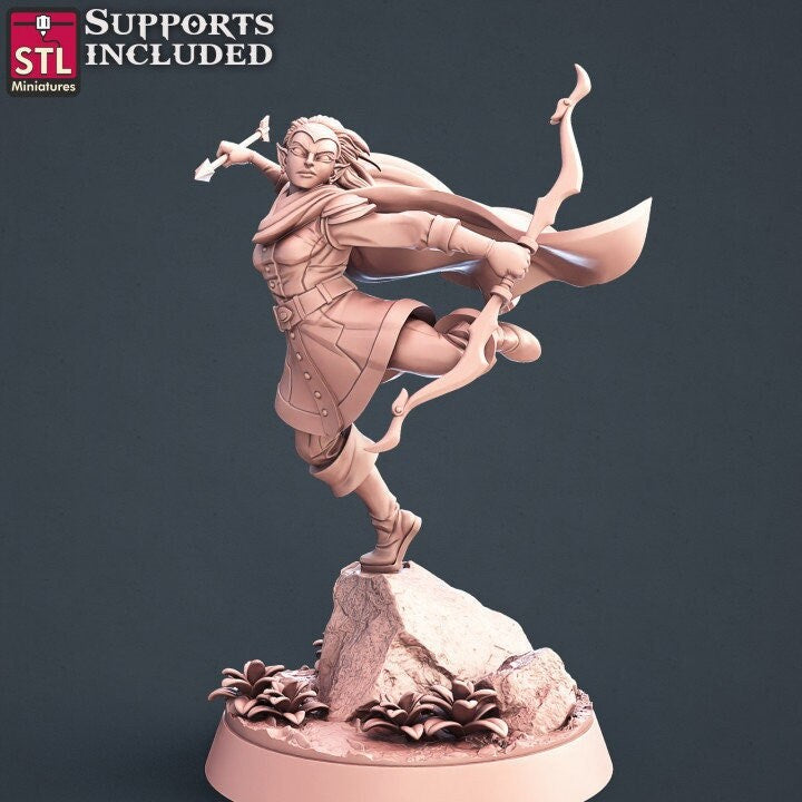 Figurine Elfe archère D JDR STL miniature