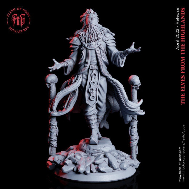 Figurine Elfe shaman Flesh of Gods Impression 3D