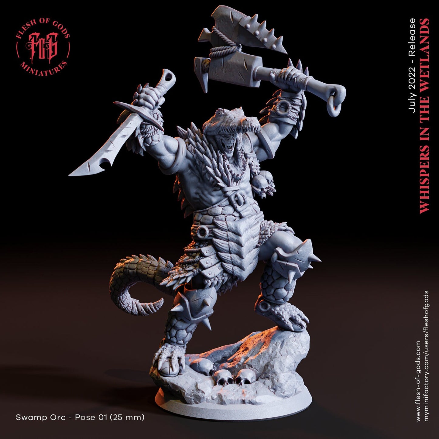 Figurine JDR Orc des marais Flesh of Gods Impression 3D