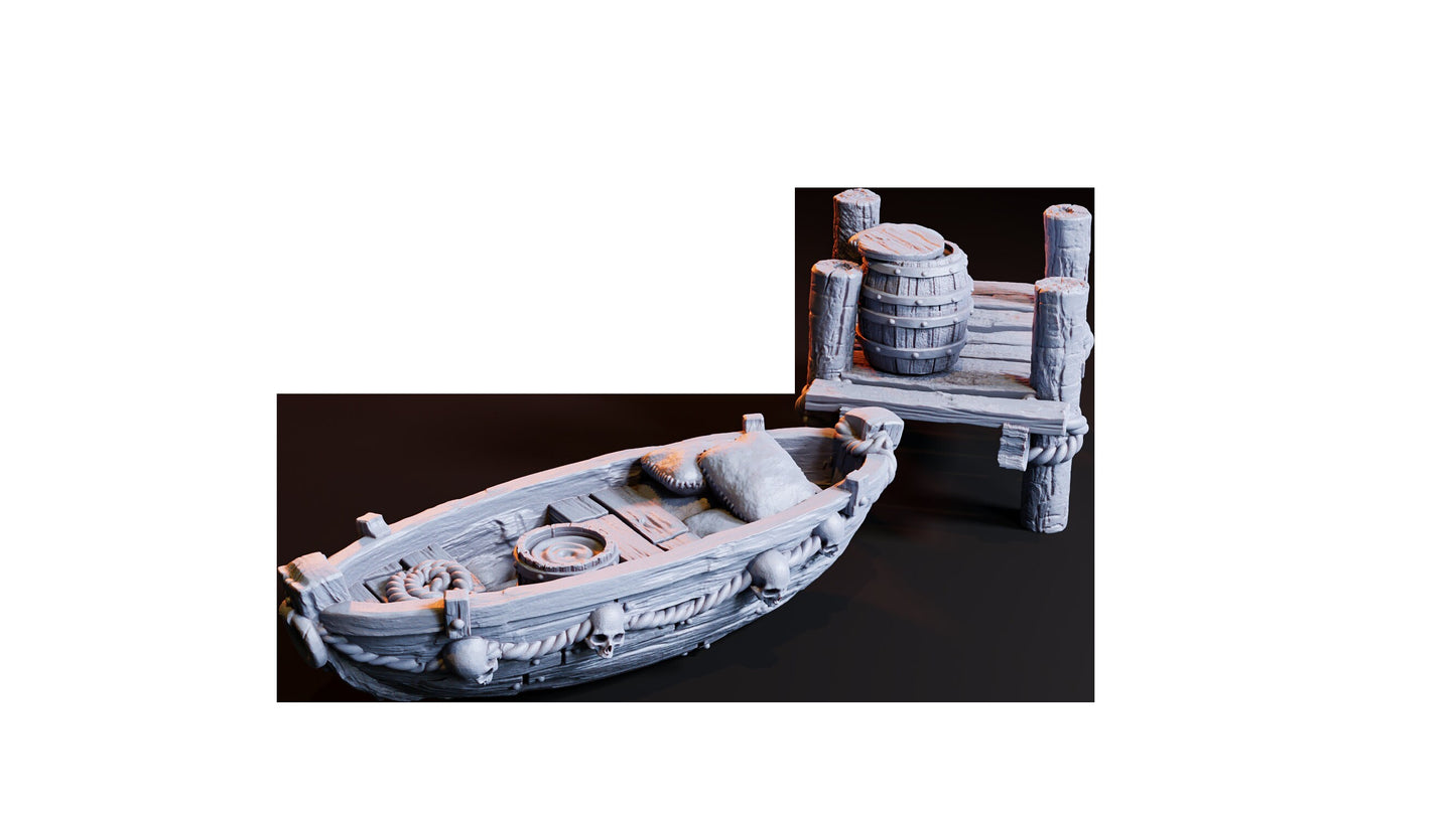 Figurine JDR Décors bateau et quais flesh of gods impression 3D