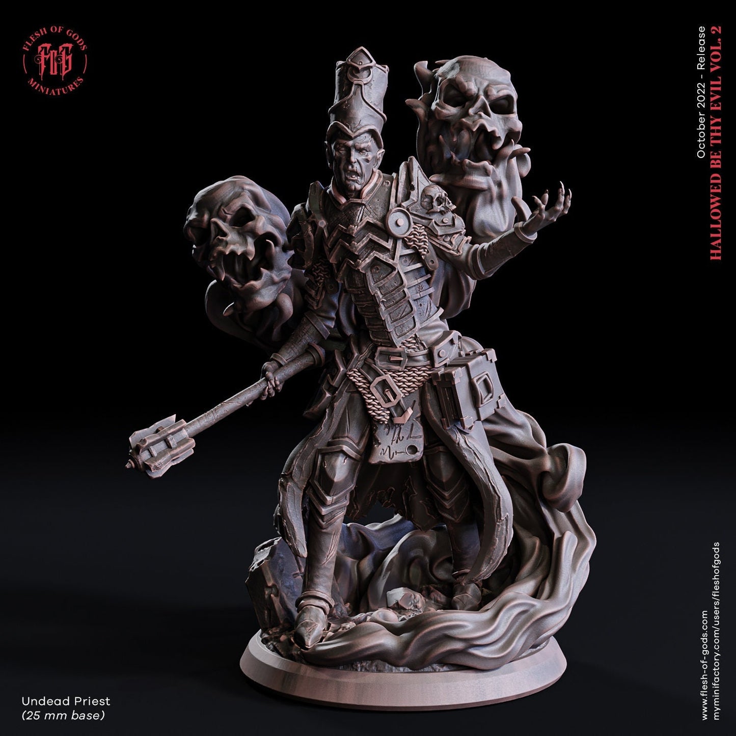 Figurine JDR Prêtre Mort Vivant Flesh Of Gods Impression 3D.