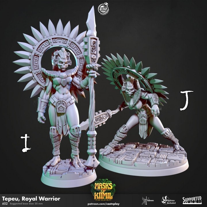 Figurine Pack Guerrier Maya Cast N Play Impression 3D