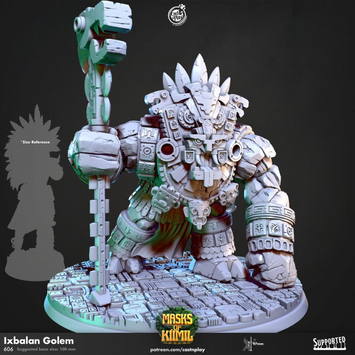 Figurine Golem de pierre Maya Cast N Play Impression 3D