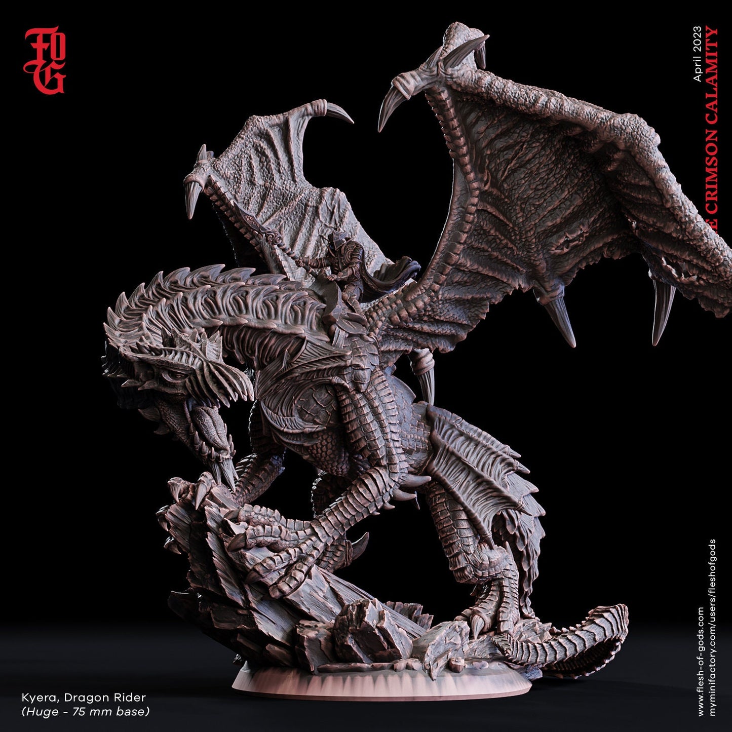 Figurine JDR Cavalier Draconique Flesh Of Gods Impression 3D