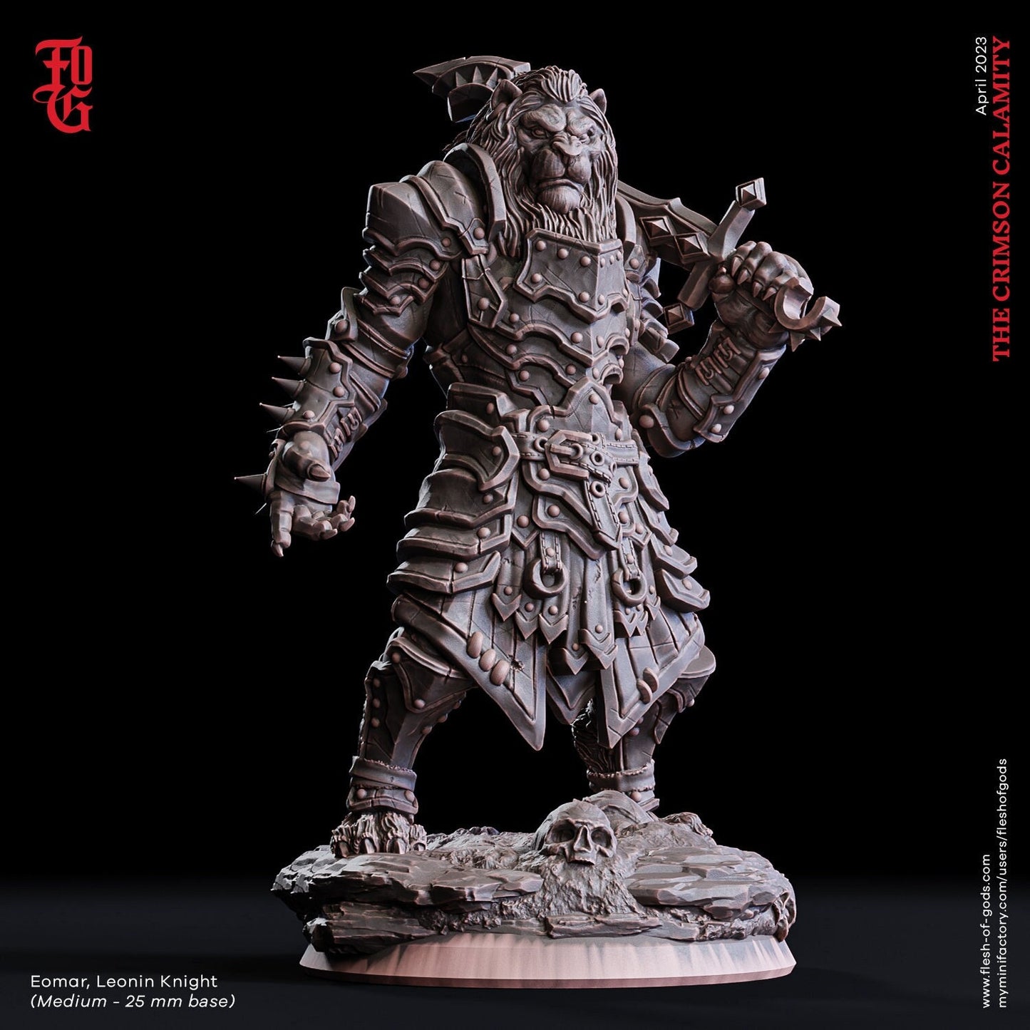 Figurine JDR Leonin Guerrier Flesh Of Gods Impression 3D