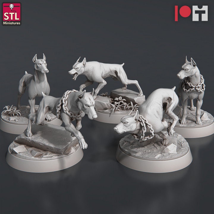Figurine JDR Pack Chien STL Miniatures Impression 3D