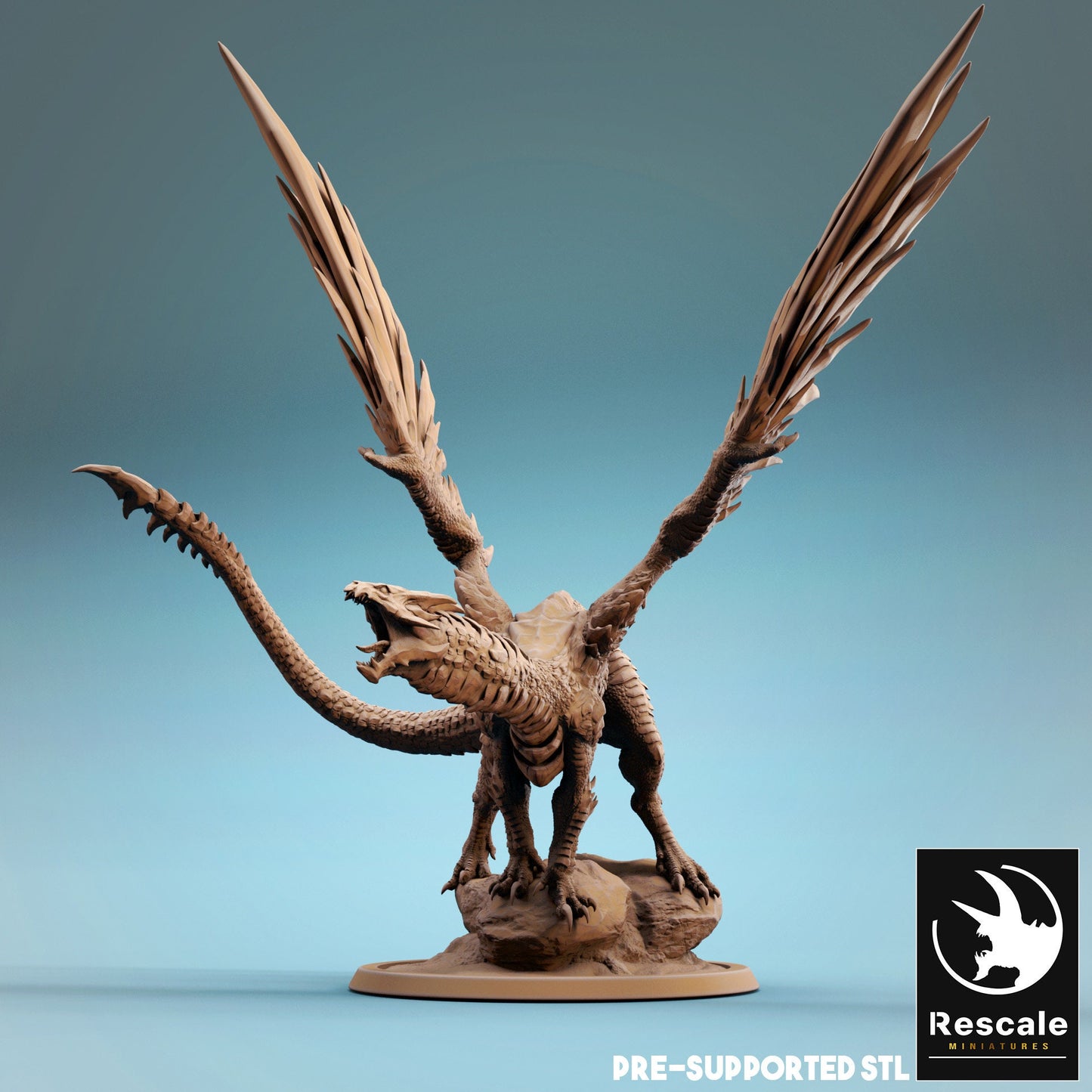 Figurine JDR Dragon d'Acier Jeune Rescale Miniatures Impression 3D