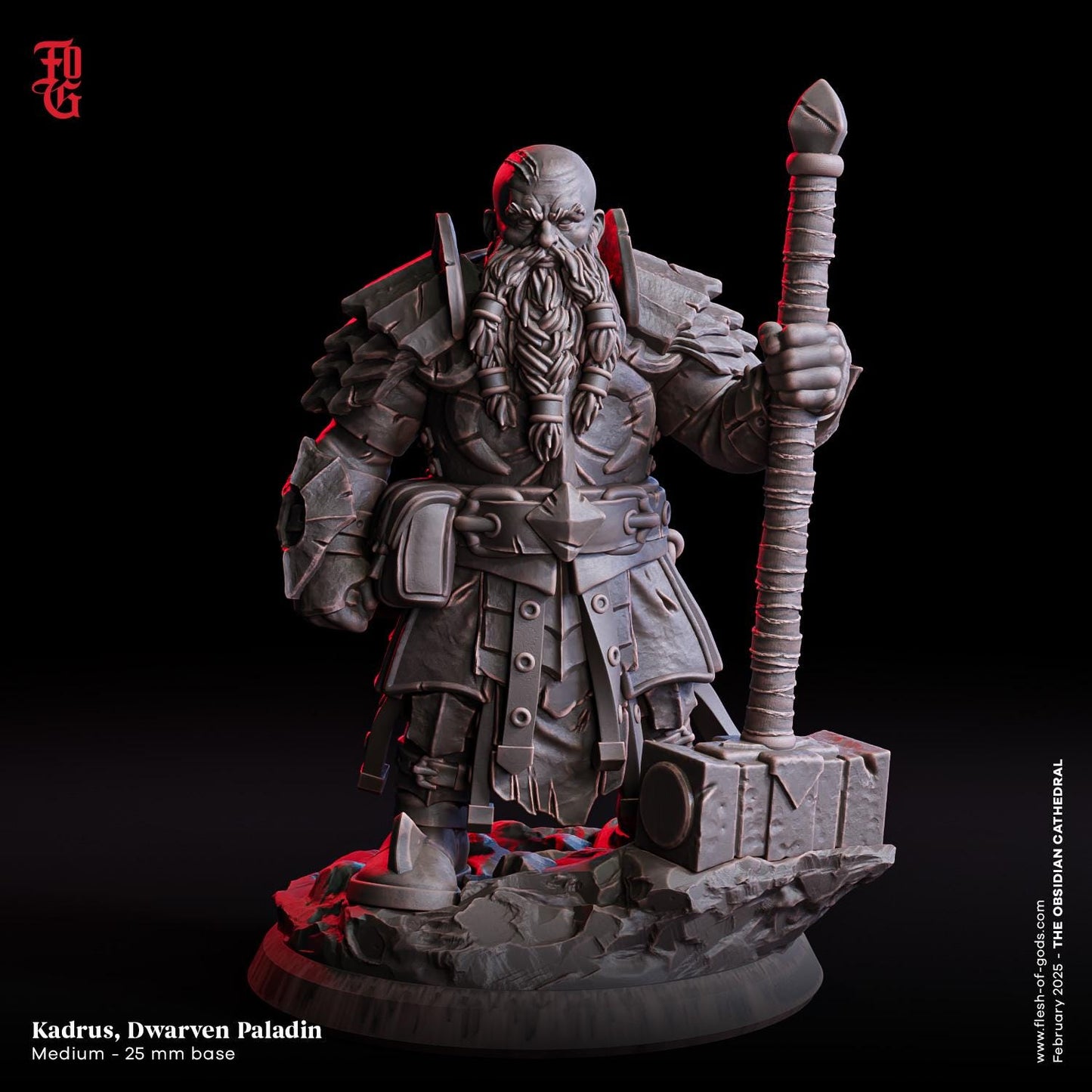 Figurine JDR Nain Paladin Clerc Flesh Of Gods Impression 3D