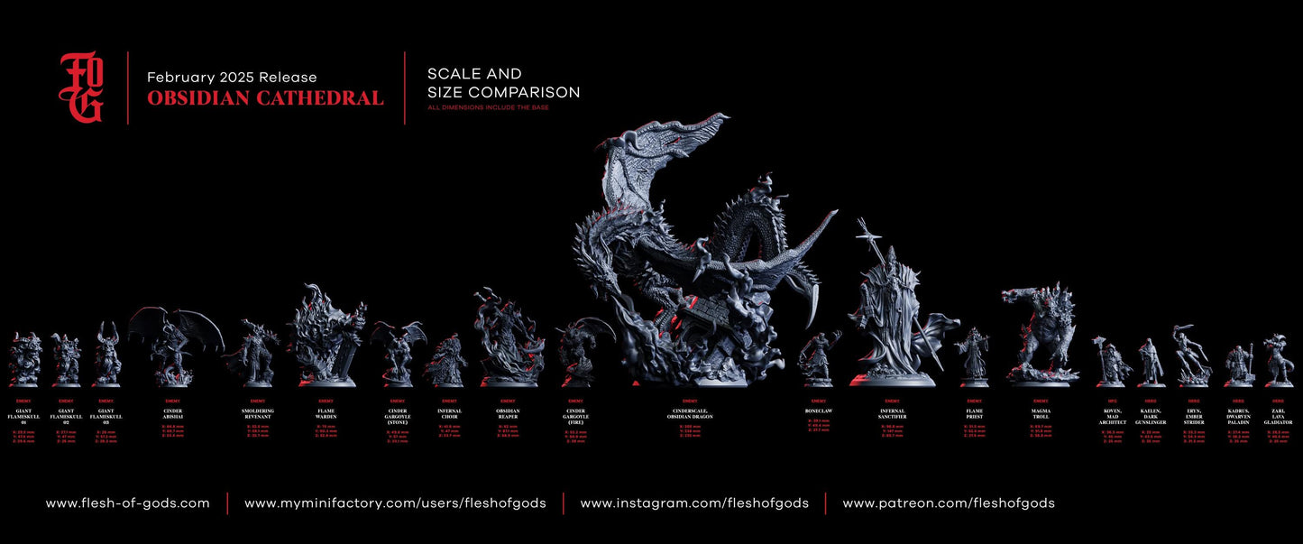 Figurine JDR Dragon d'obsidienne Flesh Of Gods Impression 3D