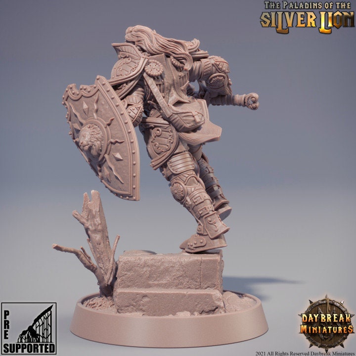 Figurine JDR Guerriere Marie du Lion d'Argent Daybreak Miniatures impression 3D