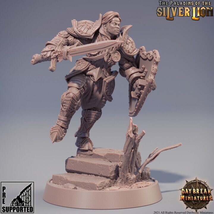 Figurine JDR Guerriere Marie du Lion d'Argent Daybreak Miniatures impression 3D