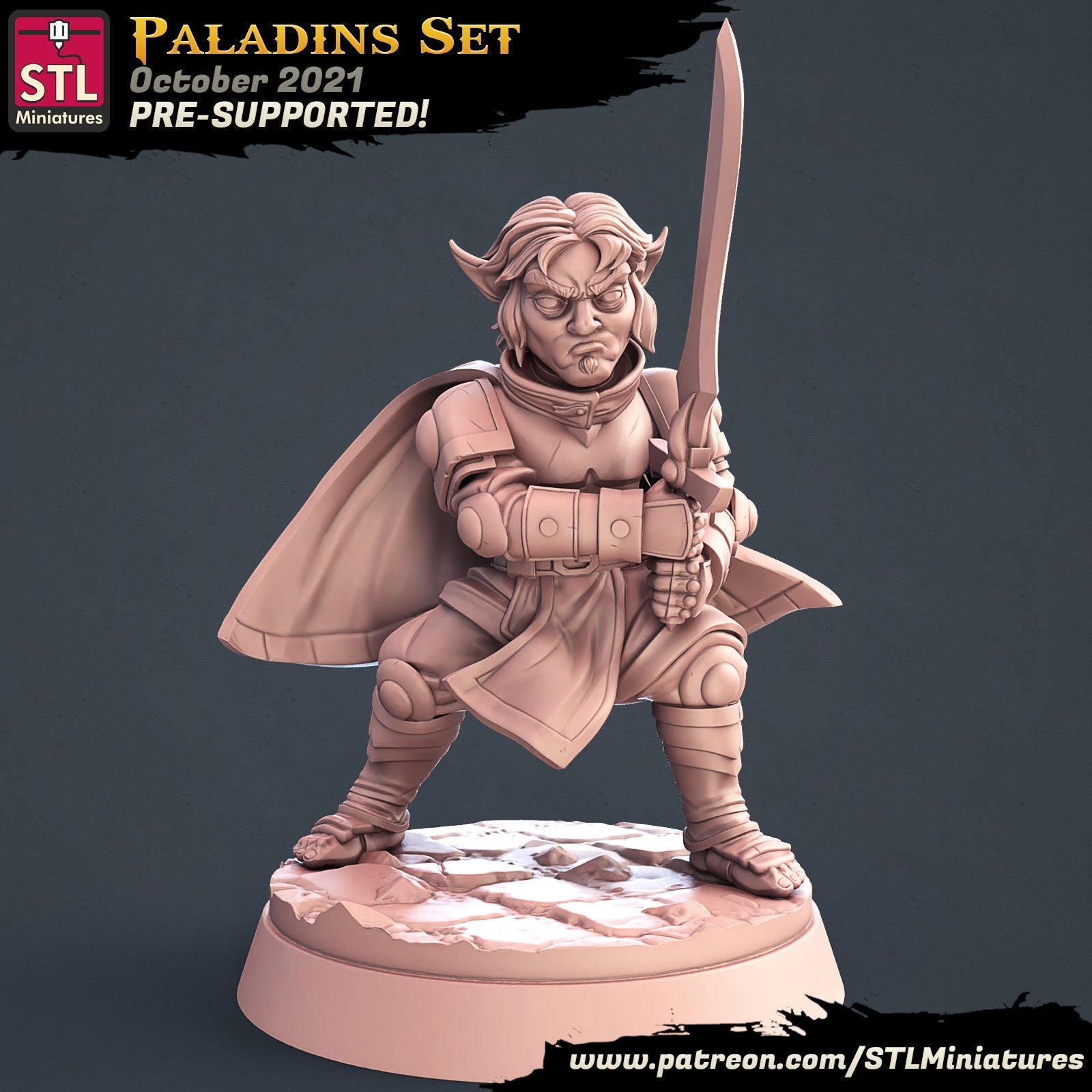 Figurine Paladin Halfelin STL Miniatures Impression 3D