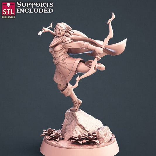 Figurine Elfe archère D JDR STL miniature