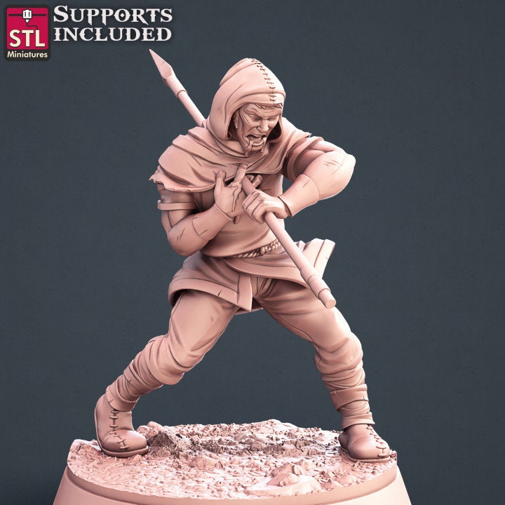 Figurine Villageois blessé C JDR STL Miniatures