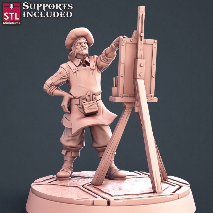 Figurine Peintre Set STL Miniatures Impression 3D