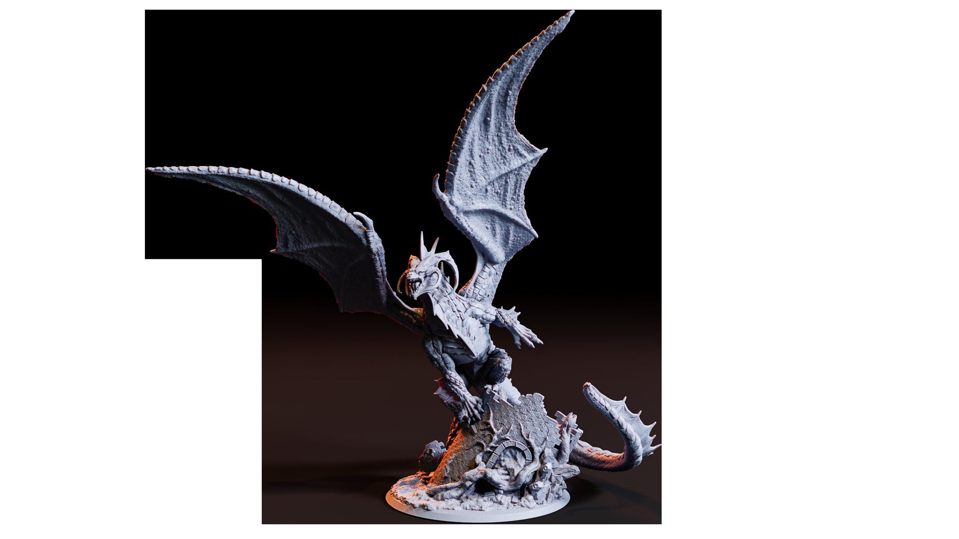 Figurine JDR Dragon Noir Adulte Flesh of Gods Impression 3D