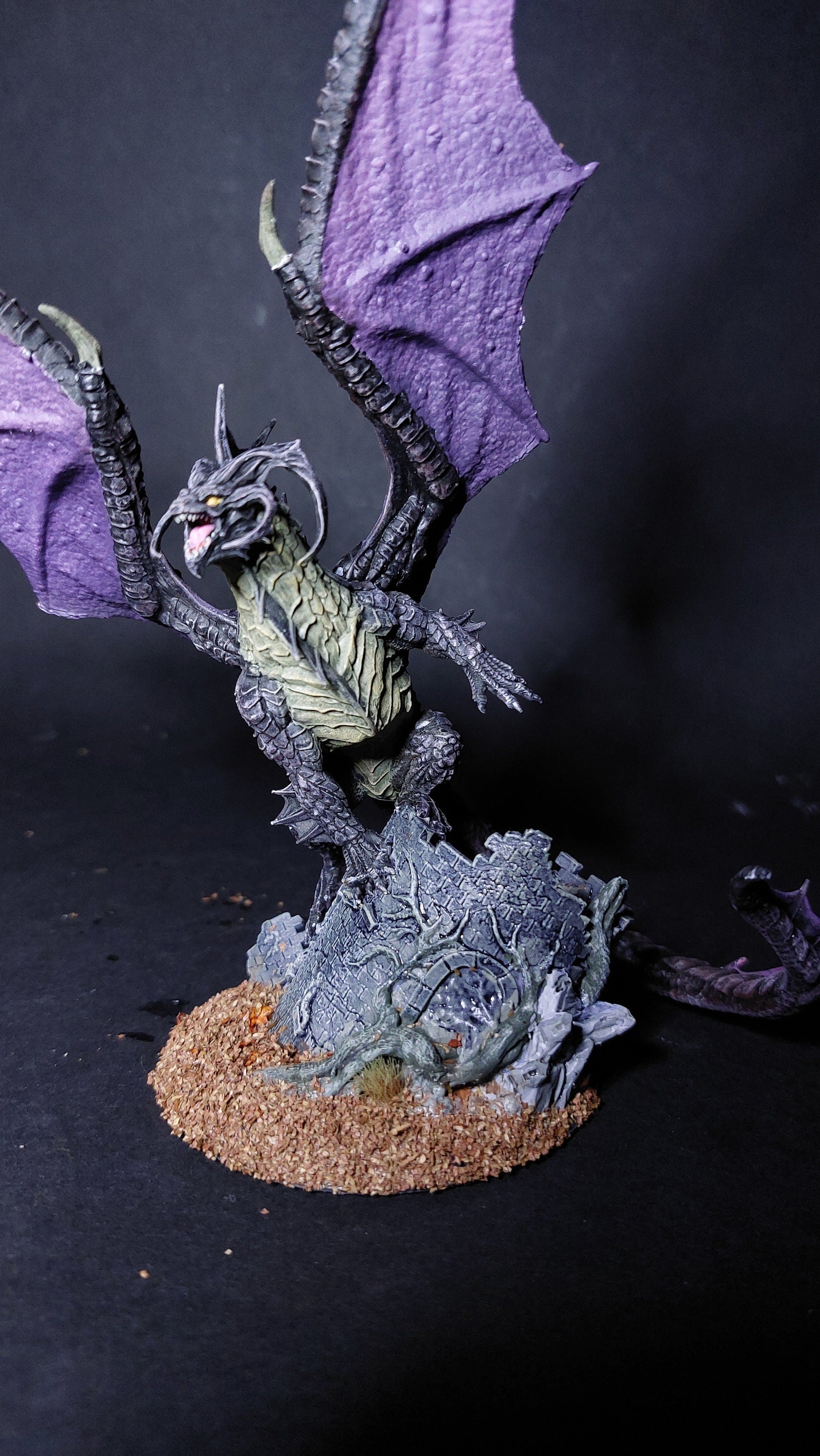 Figurine JDR Dragon Noir Adulte Flesh of Gods Impression 3D