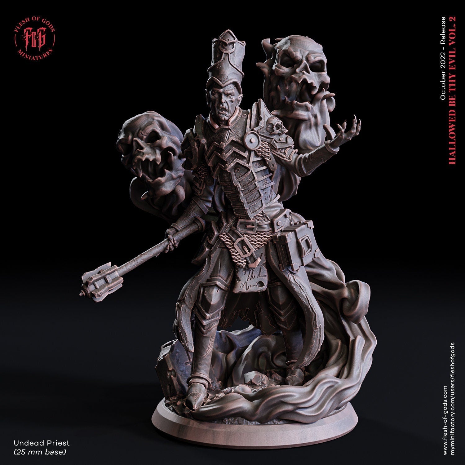Figurine JDR Prêtre Mort Vivant Flesh Of Gods Impression 3D.