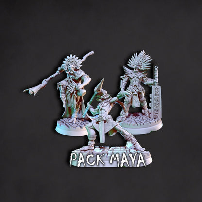 Figurine Pack Guerrier Maya Cast N Play Impression 3D