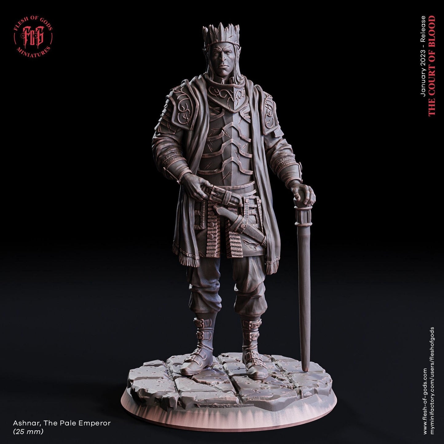 Figurine Empreur Elfe Drow Flesh Of Gods Impression 3D