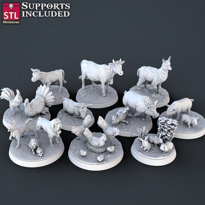 Pack animaux de la ferme STL Miniatures Impression 3D
