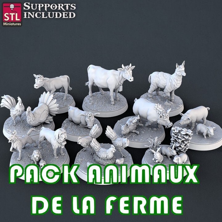 Pack animaux de la ferme STL Miniatures Impression 3D