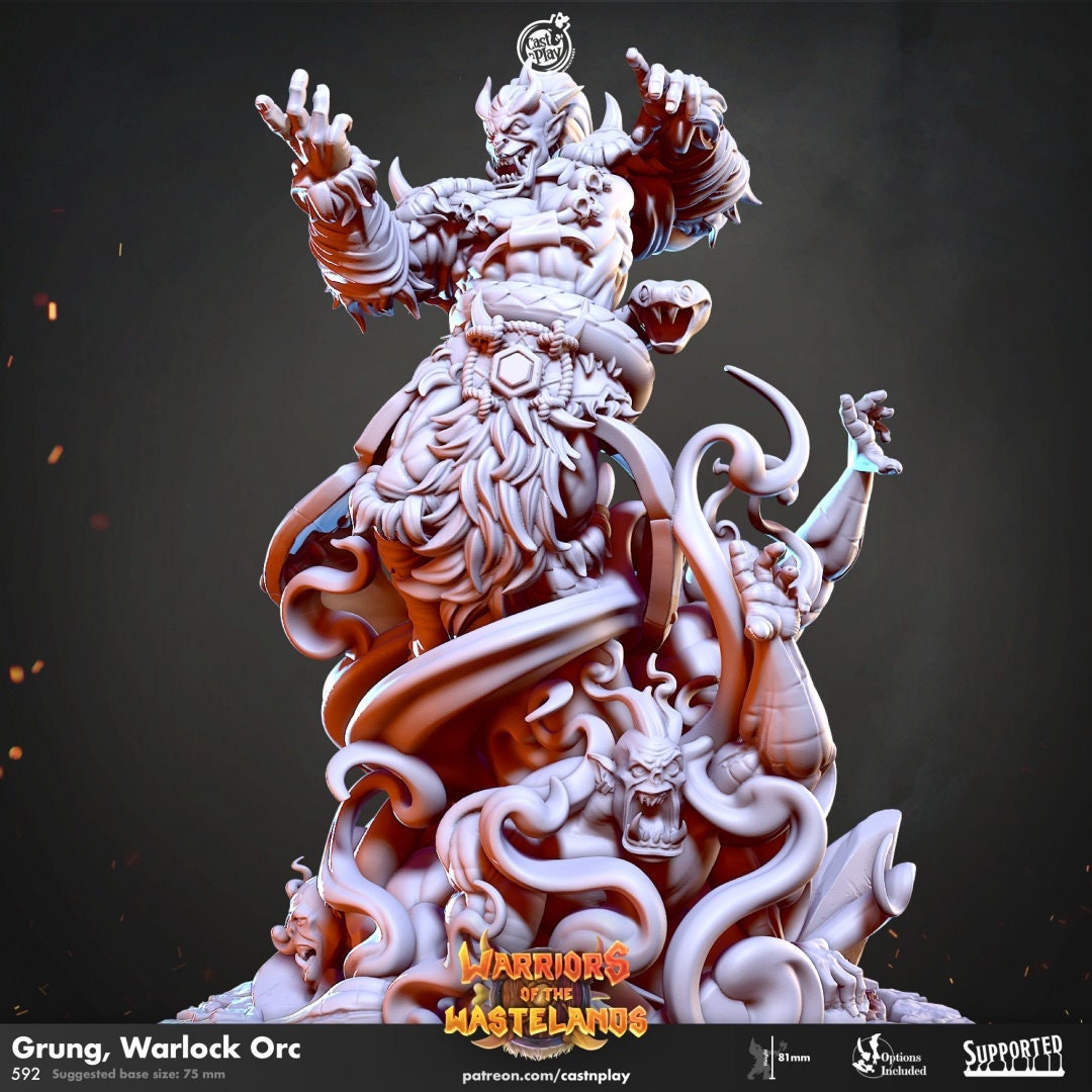 Figurine JDR Orc Occultiste Sorcier Cast'N Play Impression 3D