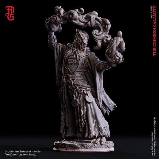 Figurine JDR Ensorceleur Drakeide Flesh of gods Impression 3D