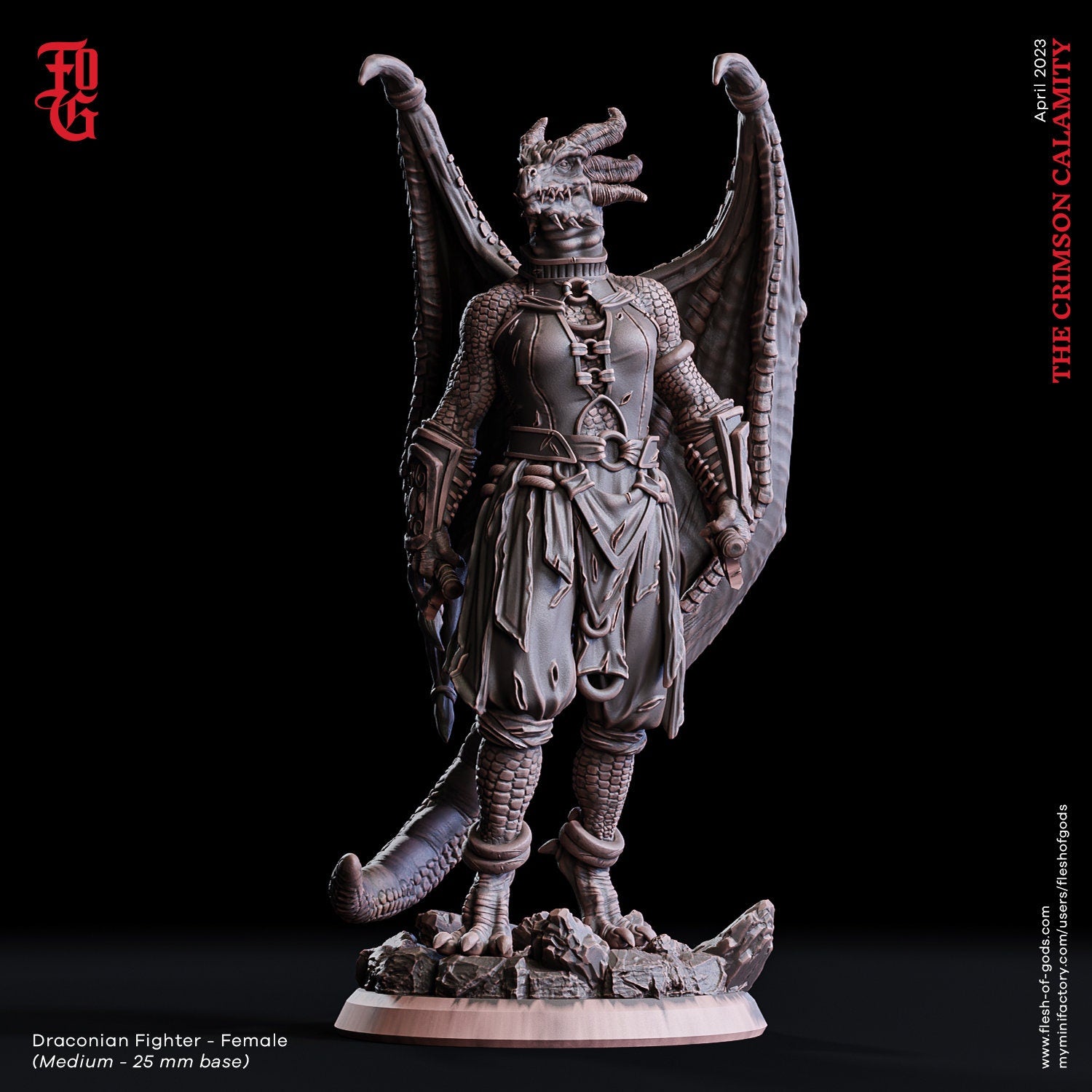 Figurine jdr Drakeide / Sangdragon enchainé Flesh Of Gods Impression 3D