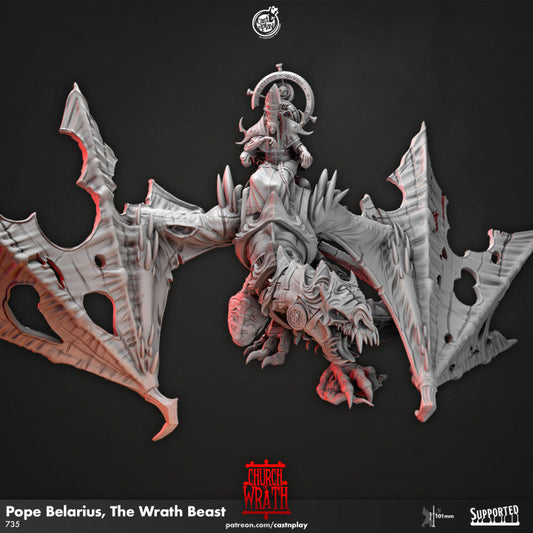 Figurine JDR Cultiste Pape Sur Wyverne Cast N play Impression 3D