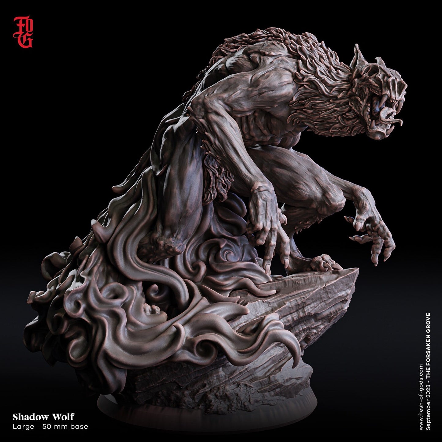 Figurine JDR Loup d'Ombre Flesh Of Gods Impression 3D