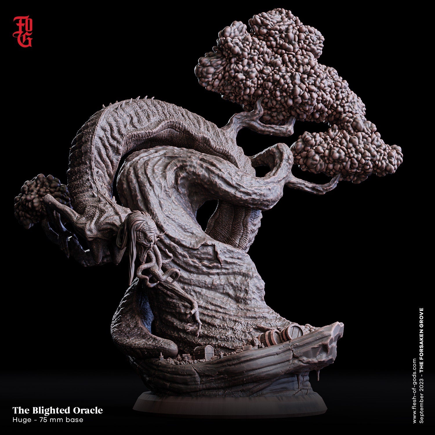 Figurine JDR Monstre L'oracle flétri Flesh Of Gods Impression 3D