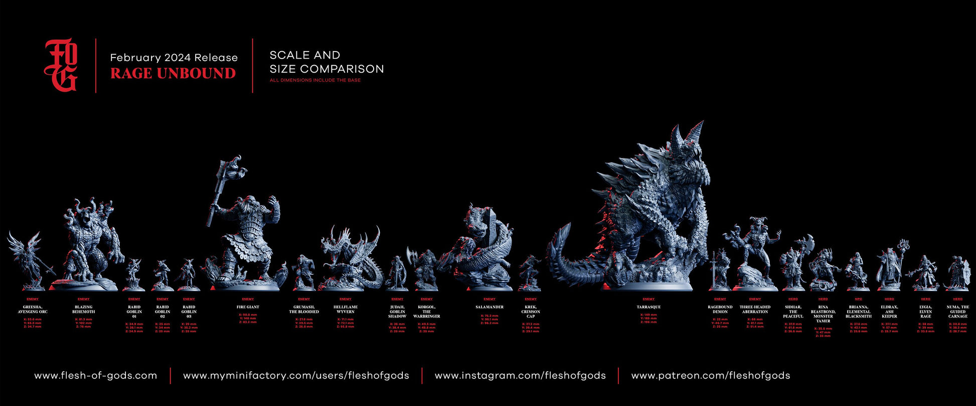 Figurine JDR Démon Enrager Flesh Of Gods Impression 3D
