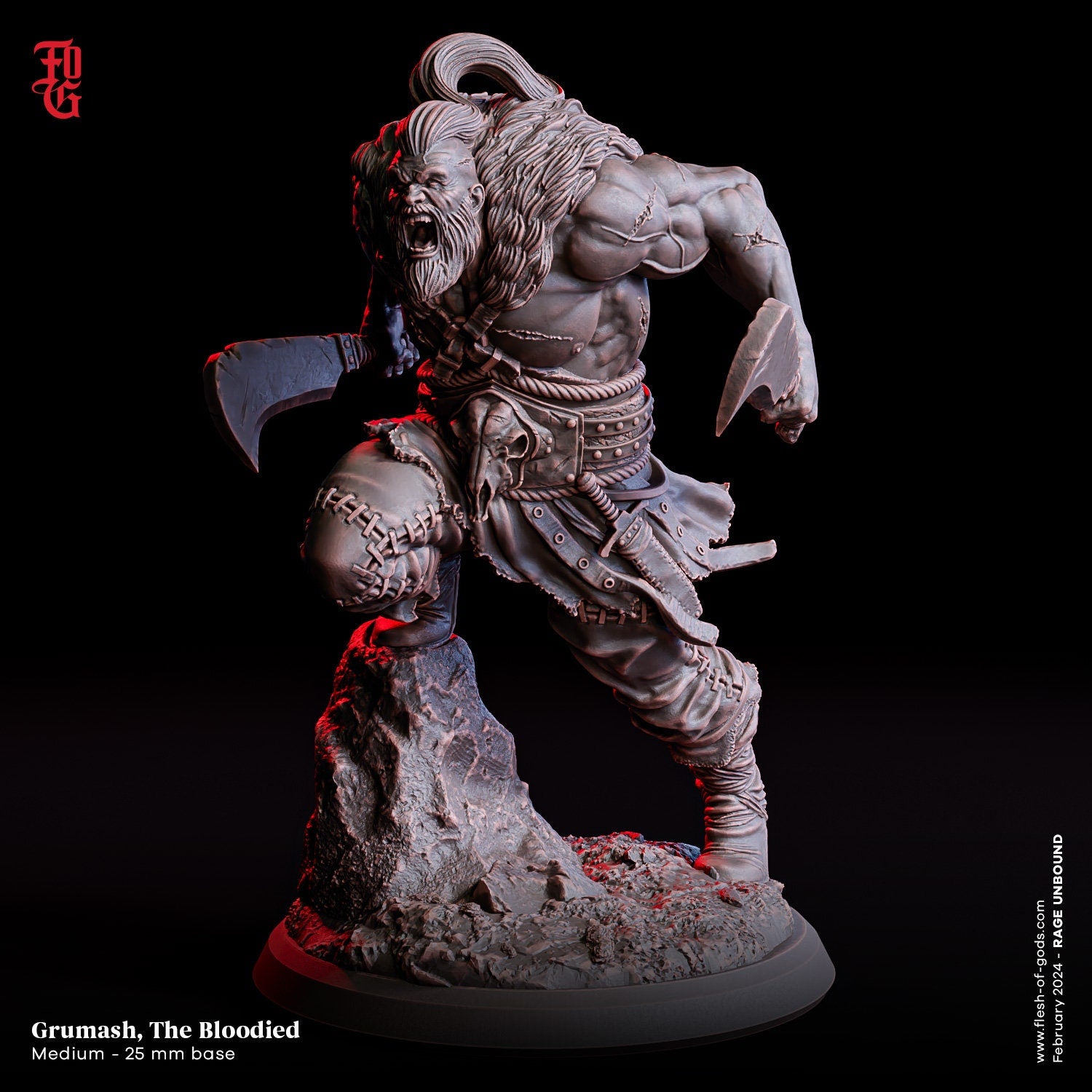 Figurine JDR Barbare Grumash Flesh Of Gods Impression 3D