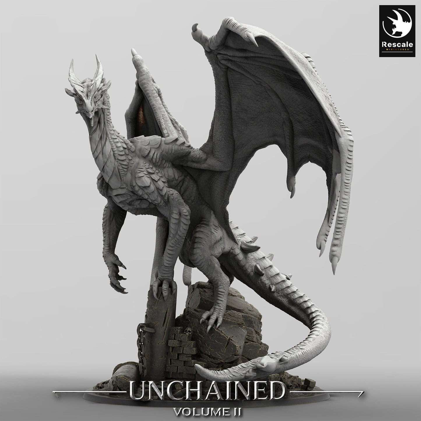 Figurine JDR Dragon Blanc / Argent Ancien Xeldranth Rescale Miniatures Impression 3D