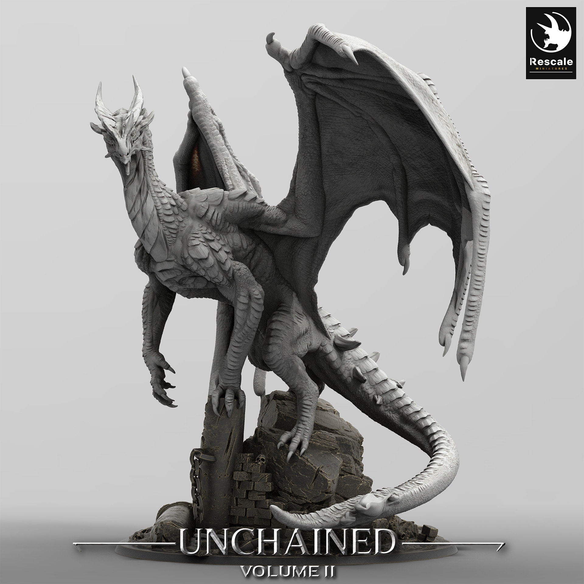 Figurine JDR Dragon Blanc / Argent Ancien Xeldranth Rescale Miniatures Impression 3D