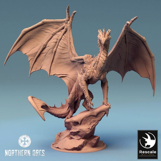 Figurine JDR Wargame Dragon Métallique D'Argent Ancien Rescale Miniatures Impression 3D