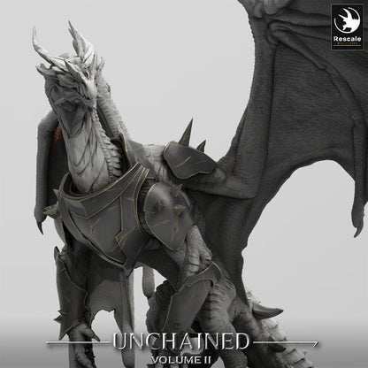 Figurine JDR Dragon Blanc/Argent Ancien Armuré Rescale Miniatures Impression 3D