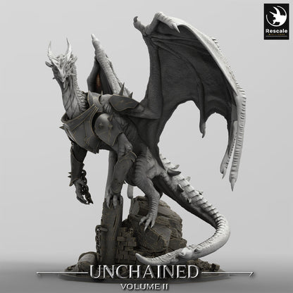 Figurine JDR Dragon Blanc/Argent Ancien Armuré Rescale Miniatures Impression 3D