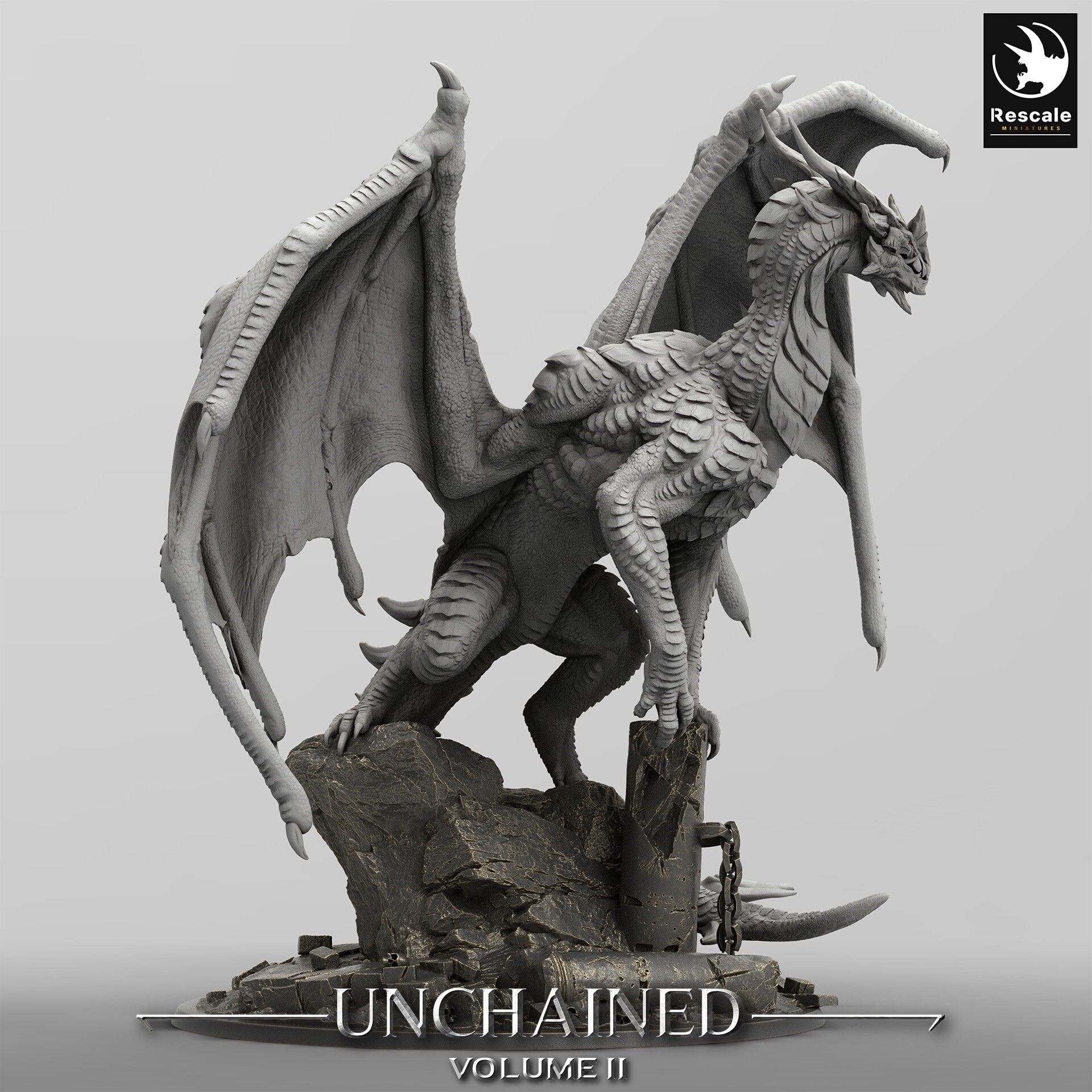 Figurine JDR Dragon Blanc / Argent Ancien Xeldranth Rescale Miniatures Impression 3D