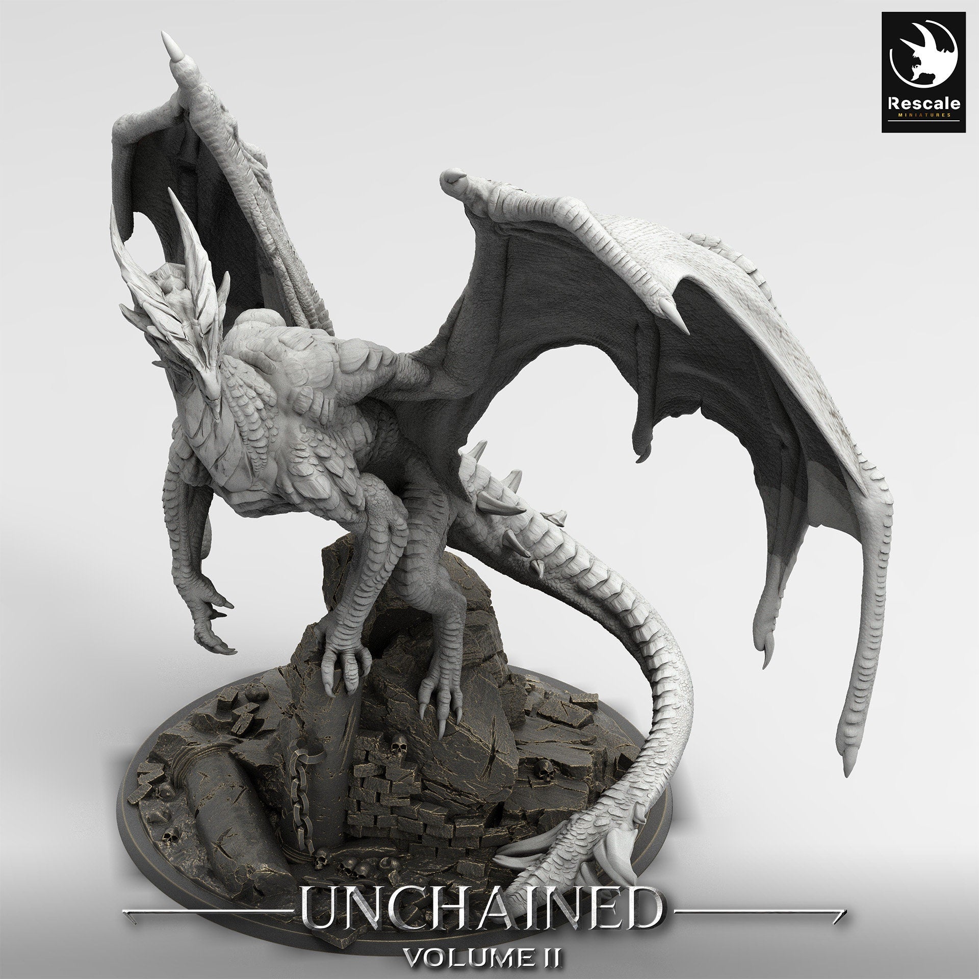 Figurine JDR Dragon Blanc / Argent Ancien Xeldranth Rescale Miniatures Impression 3D