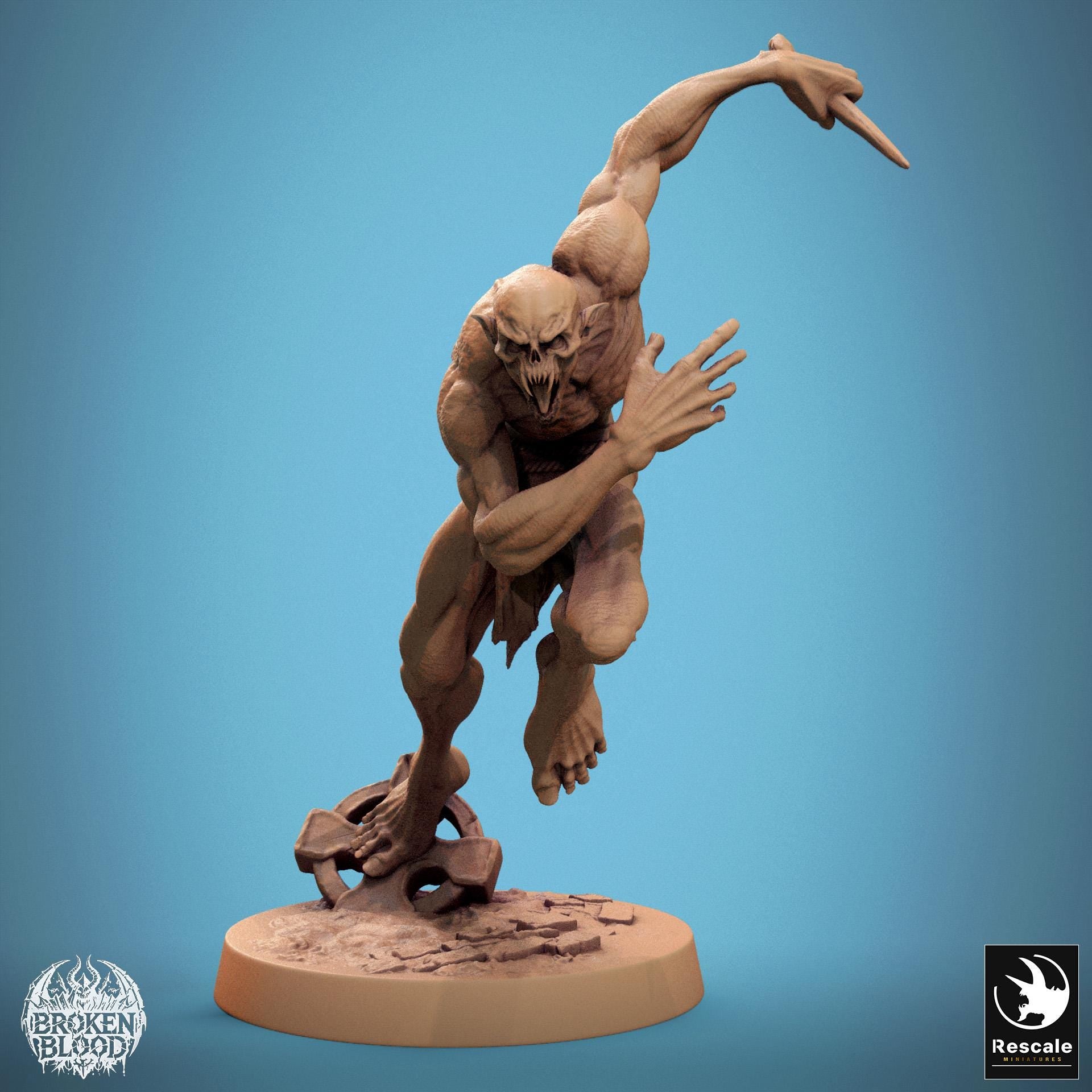 Figurine JDR Goule Attaque dans les airs Rescale Miniatures Impression 3D