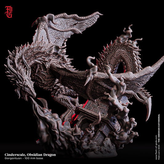 Figurine JDR Dragon d'obsidienne Flesh Of Gods Impression 3D