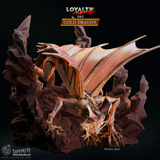 Figurine JDR Dragon d'Or CastnPlay Impression 3D