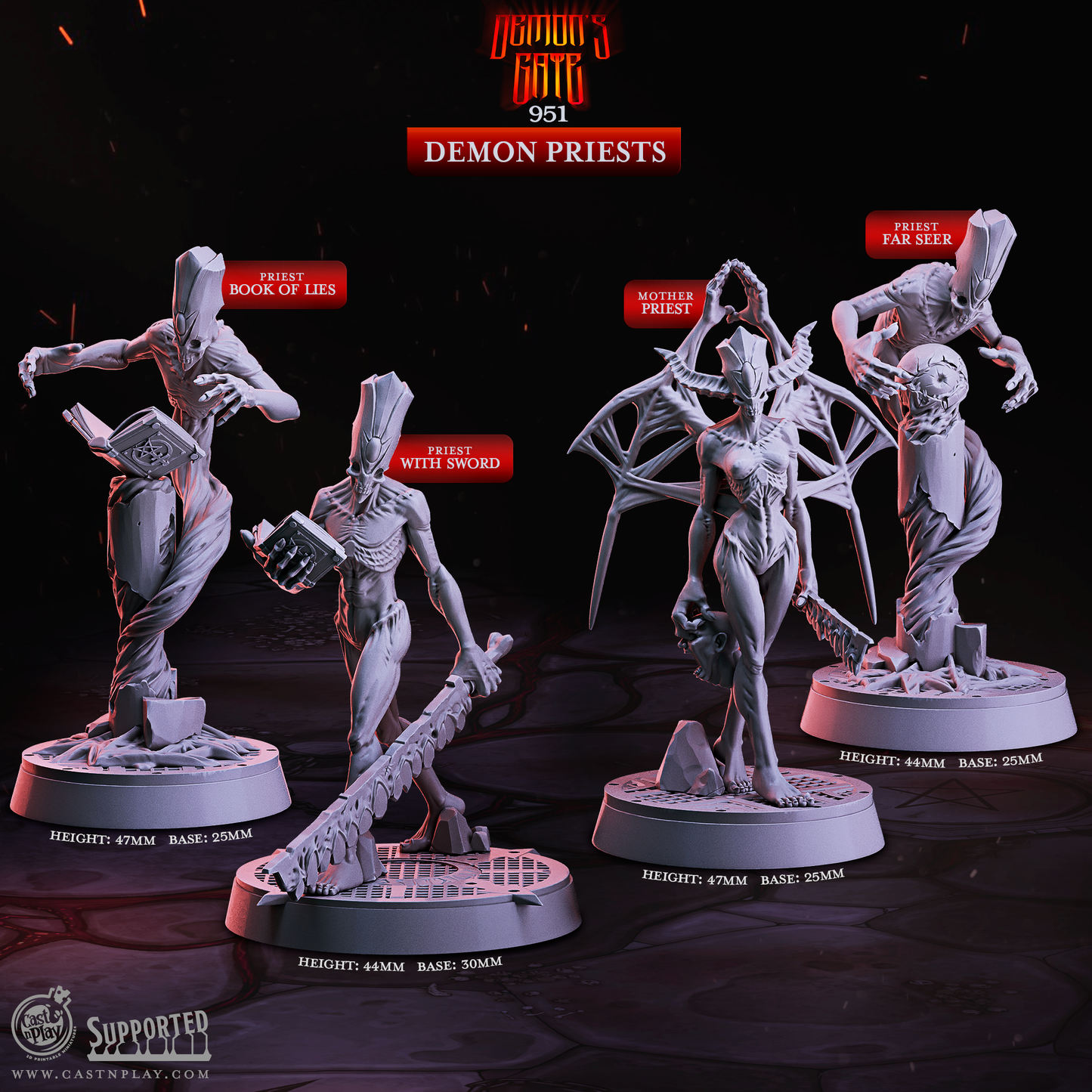 Figurine JDR Prêtres démons CastnPlay Impression 3D