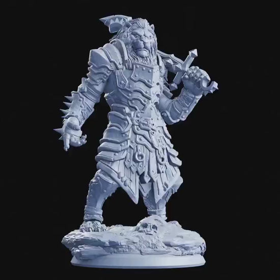 Figurine JDR Leonin Guerrier Flesh Of Gods Impression 3D