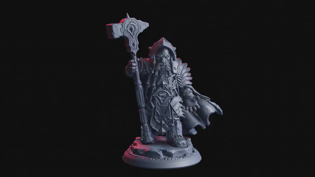 Figurine JDR Nain Clerc Flesh Of Gods Impression 3D