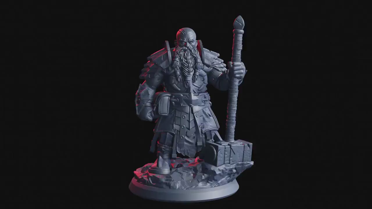 Figurine JDR Nain Paladin Clerc Flesh Of Gods Impression 3D
